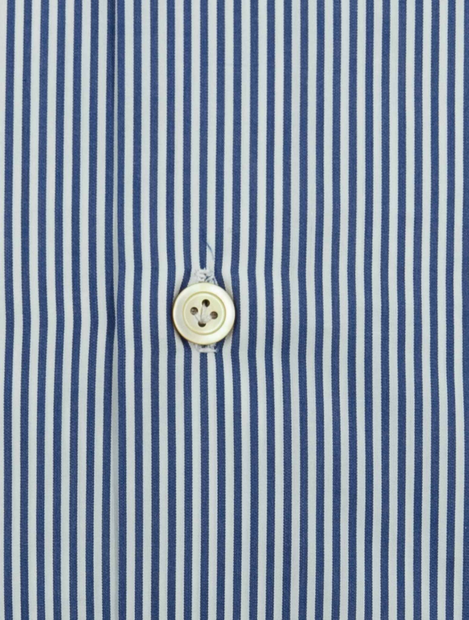 Kiton Blue White Cotton Shirt