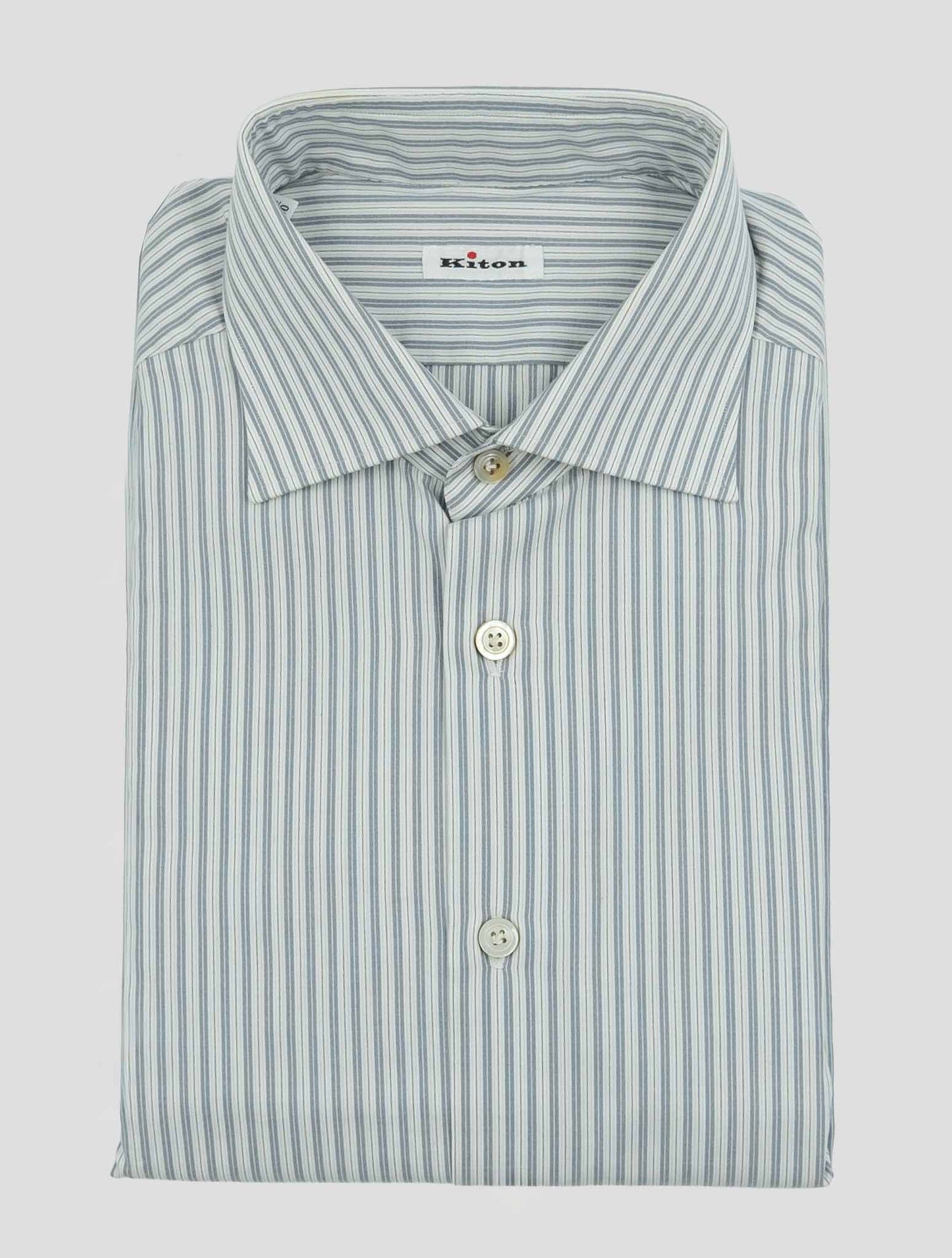 Kiton Gray White Cotton Shirt
