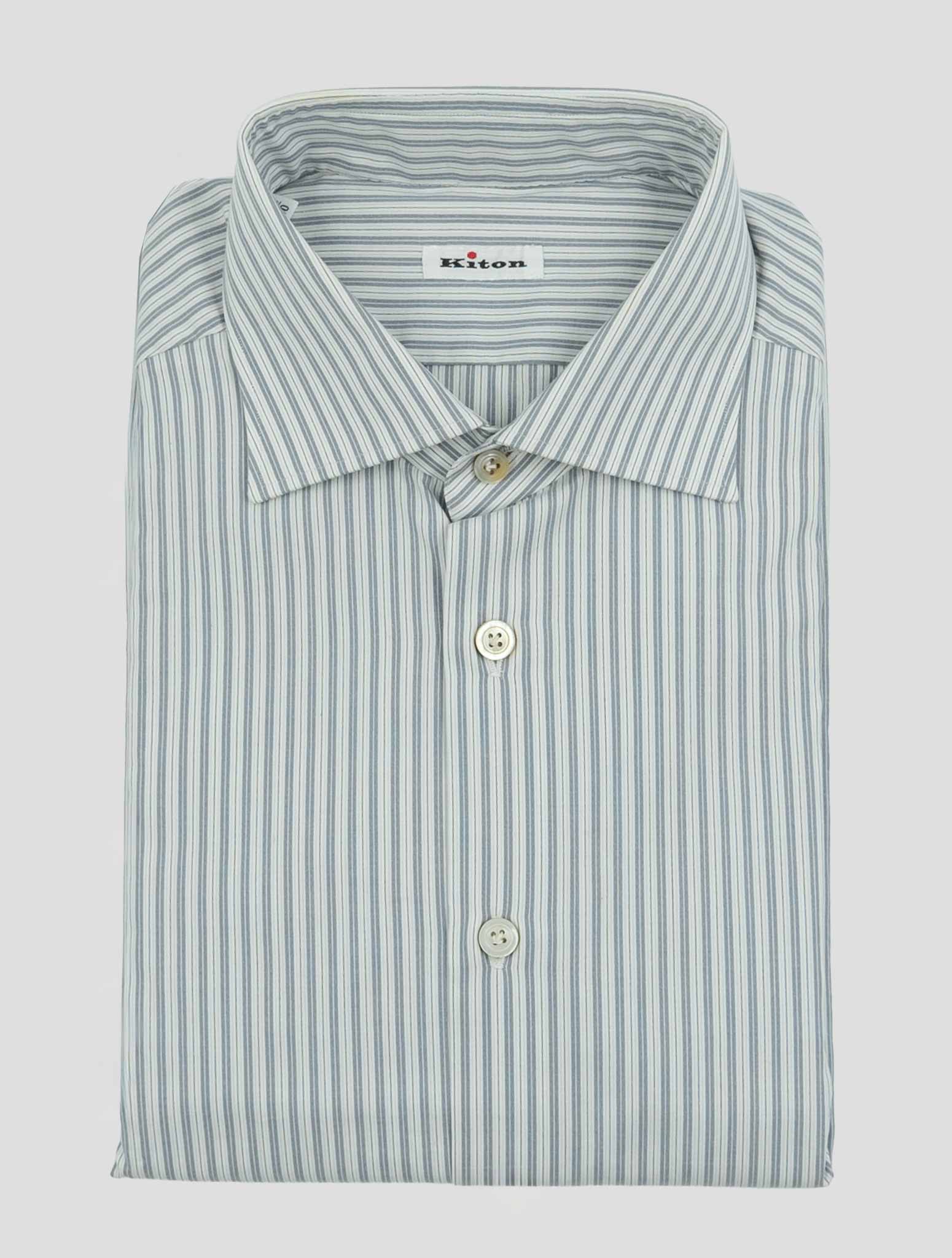 Kiton Gray White Cotton Shirt