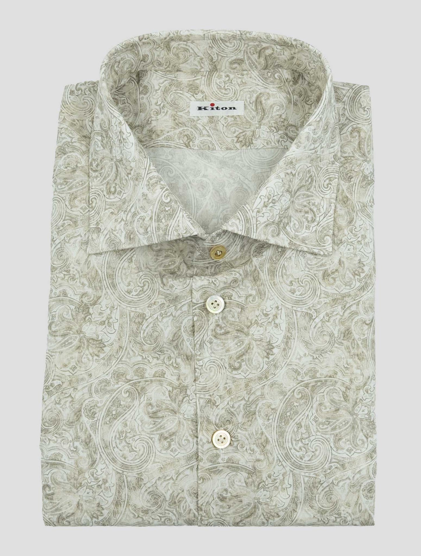 Kiton Beige White Cotton Ea Shirt