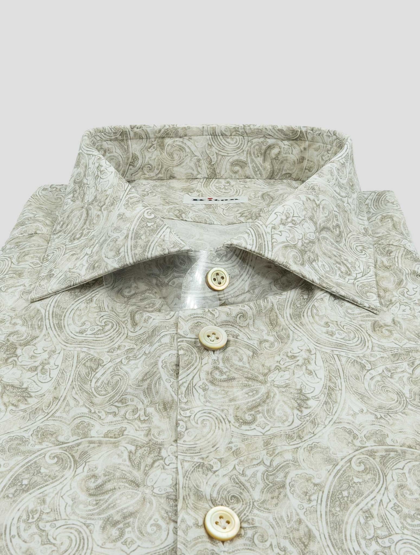 Kiton Beige White Cotton Ea Shirt