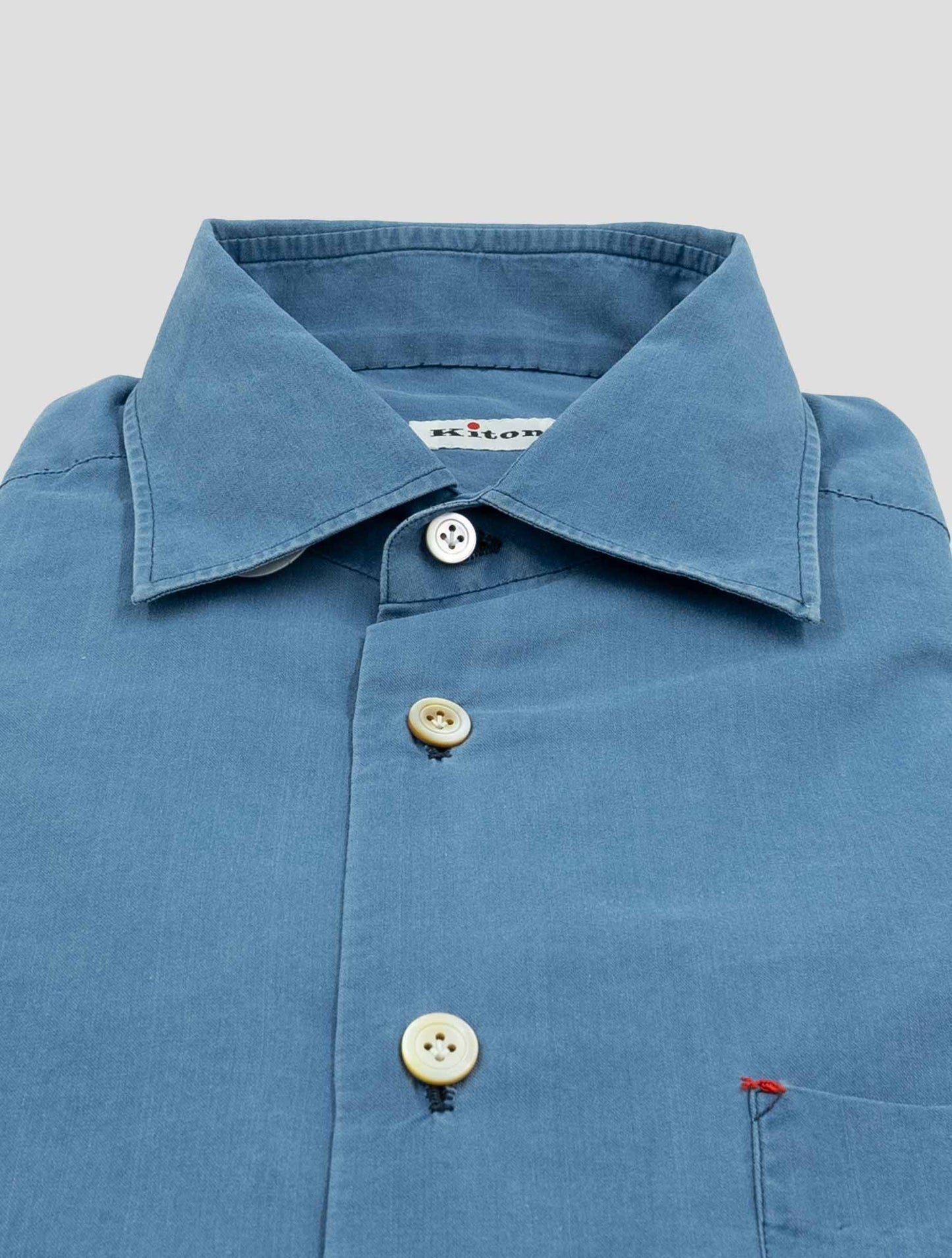 Kiton Blue Cotton Shirt