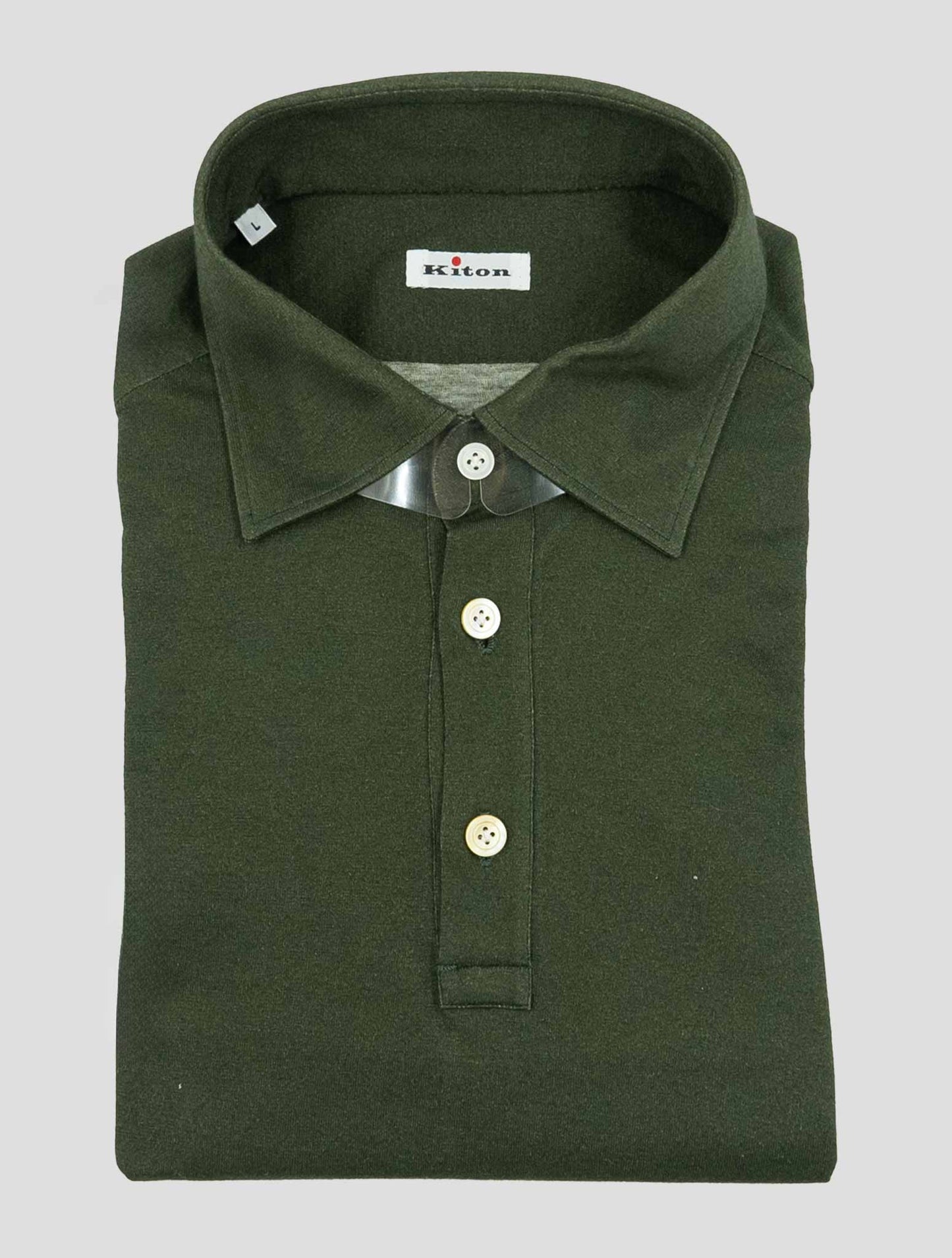Kiton Green Cotton Cashmere Polo Shirt