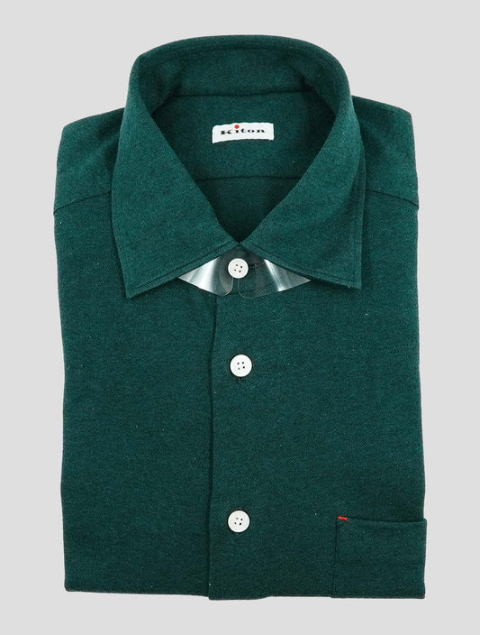 Kiton Green Cotton Cashmere Nerano Shirt