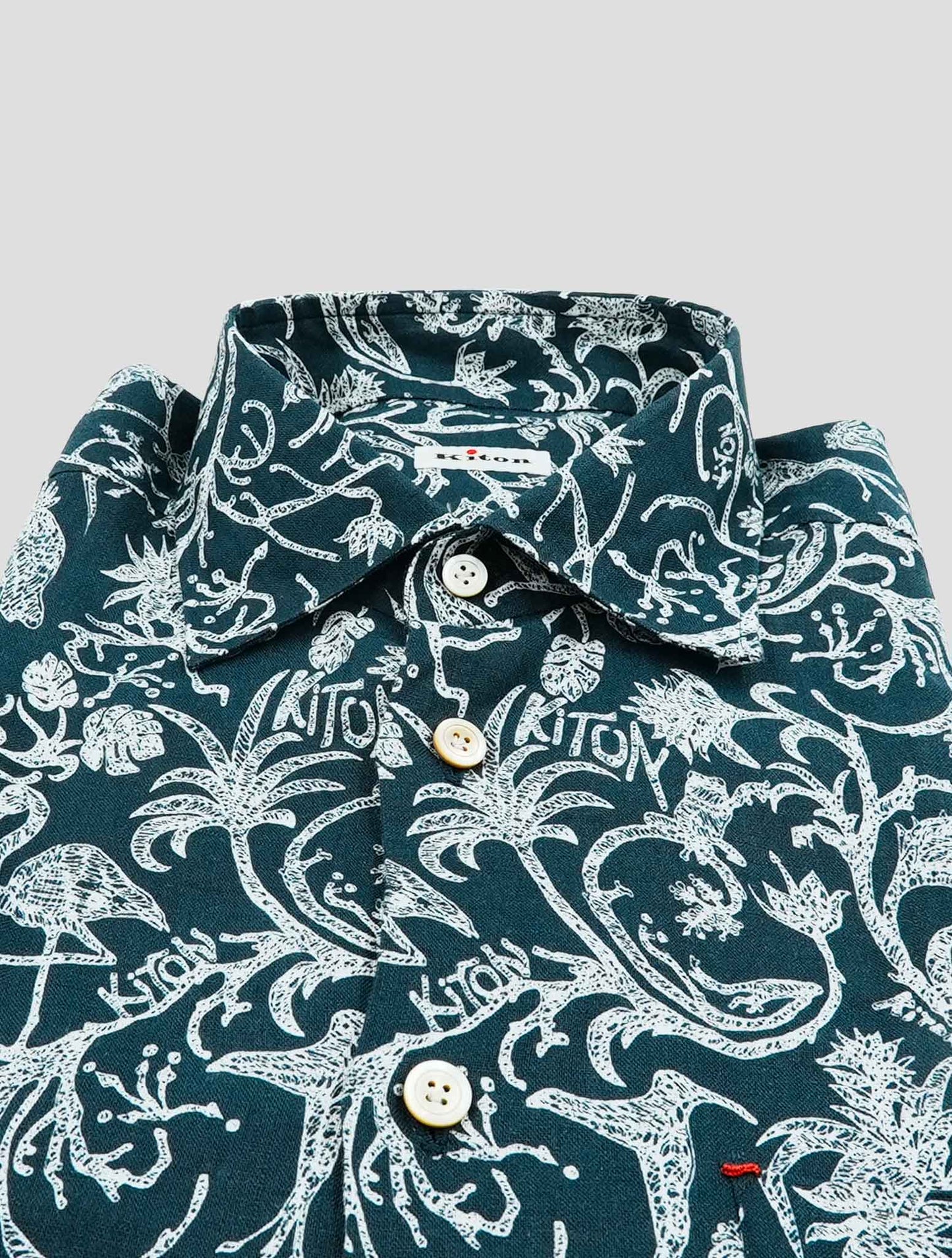 Kiton Blue White Cotton Shirt