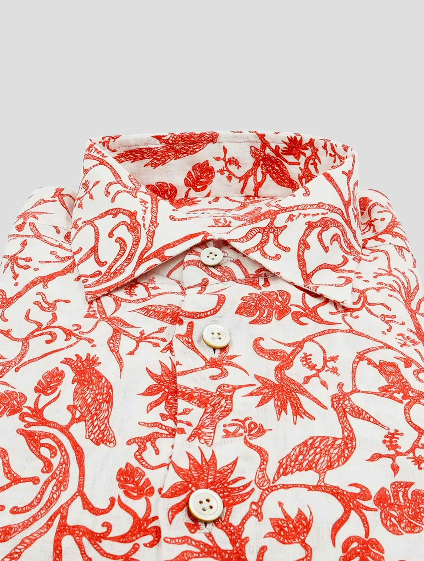 Kiton Red White Cotton Shirt