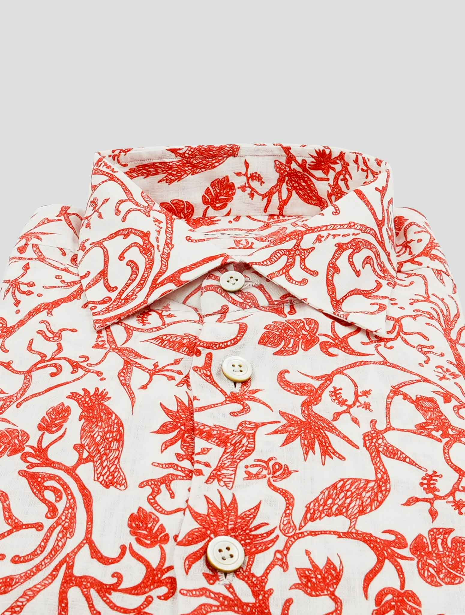 Kiton Red White Cotton Shirt