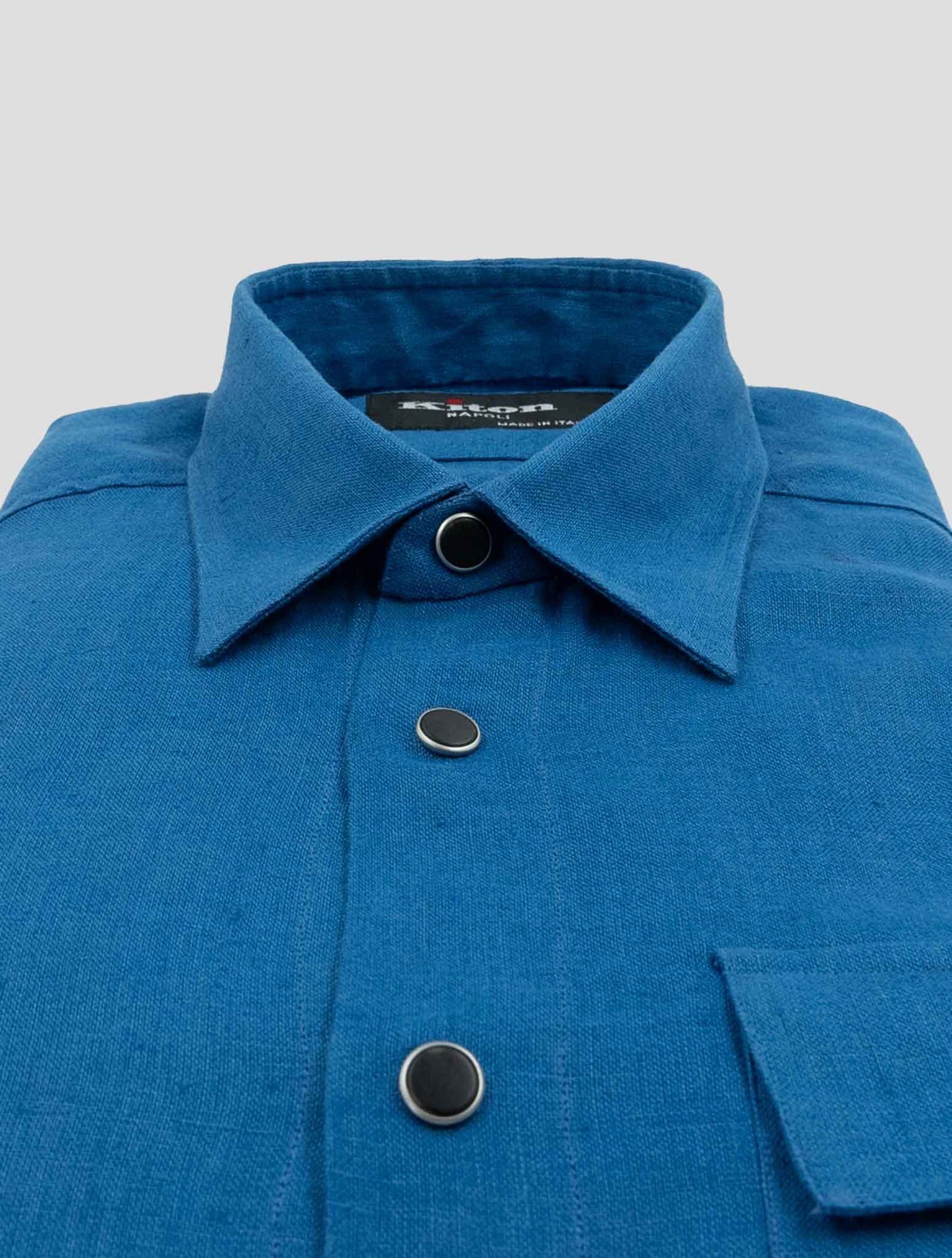Kiton Blue Linen Buba Shirt