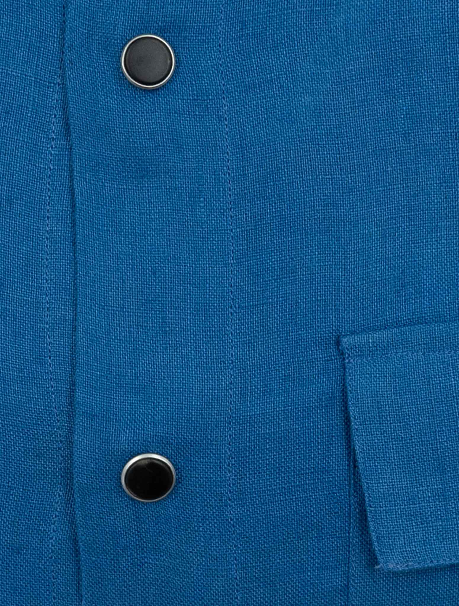 Kiton Blue Linen Buba Shirt
