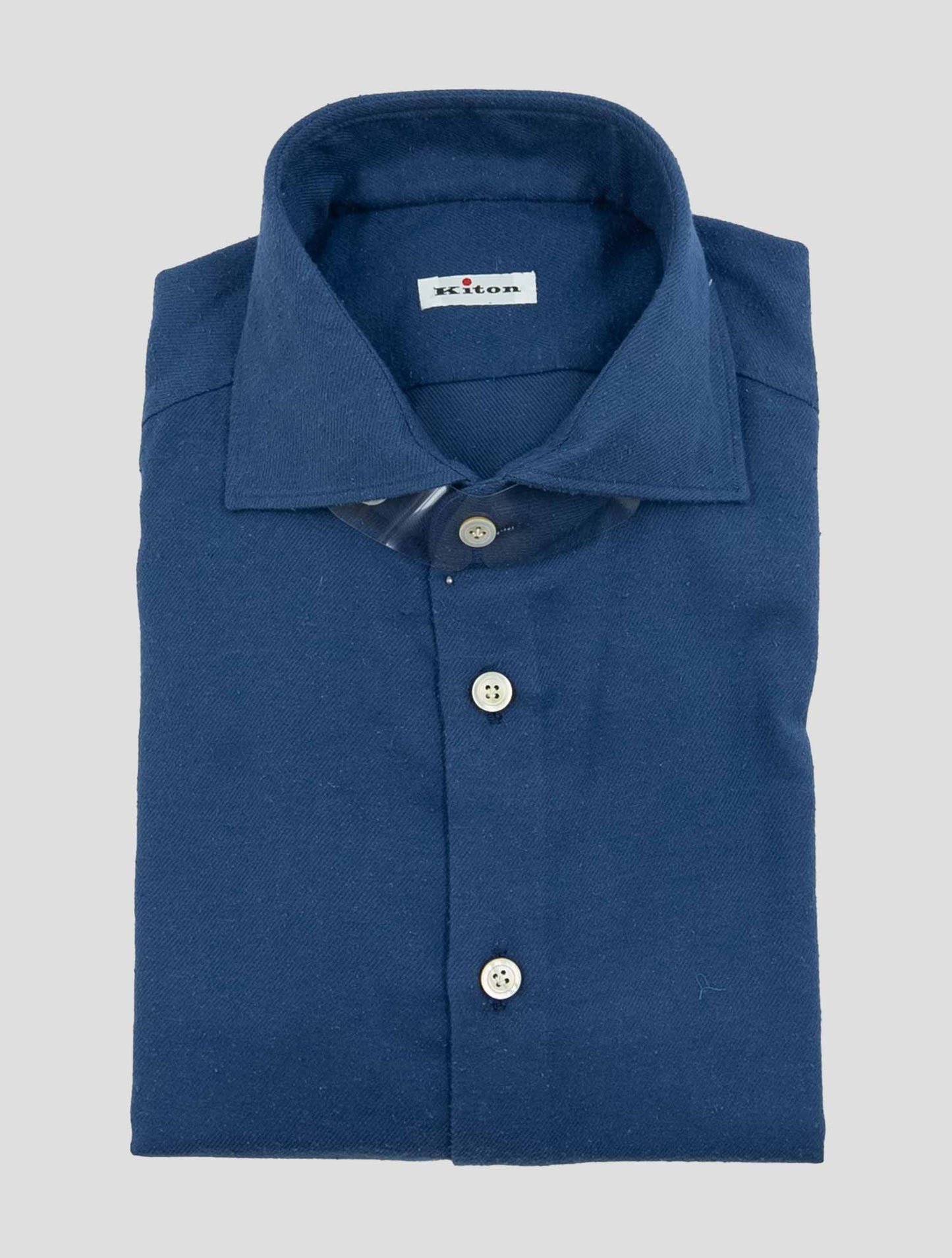 Kiton Blue Cotton Cashmere Shirt