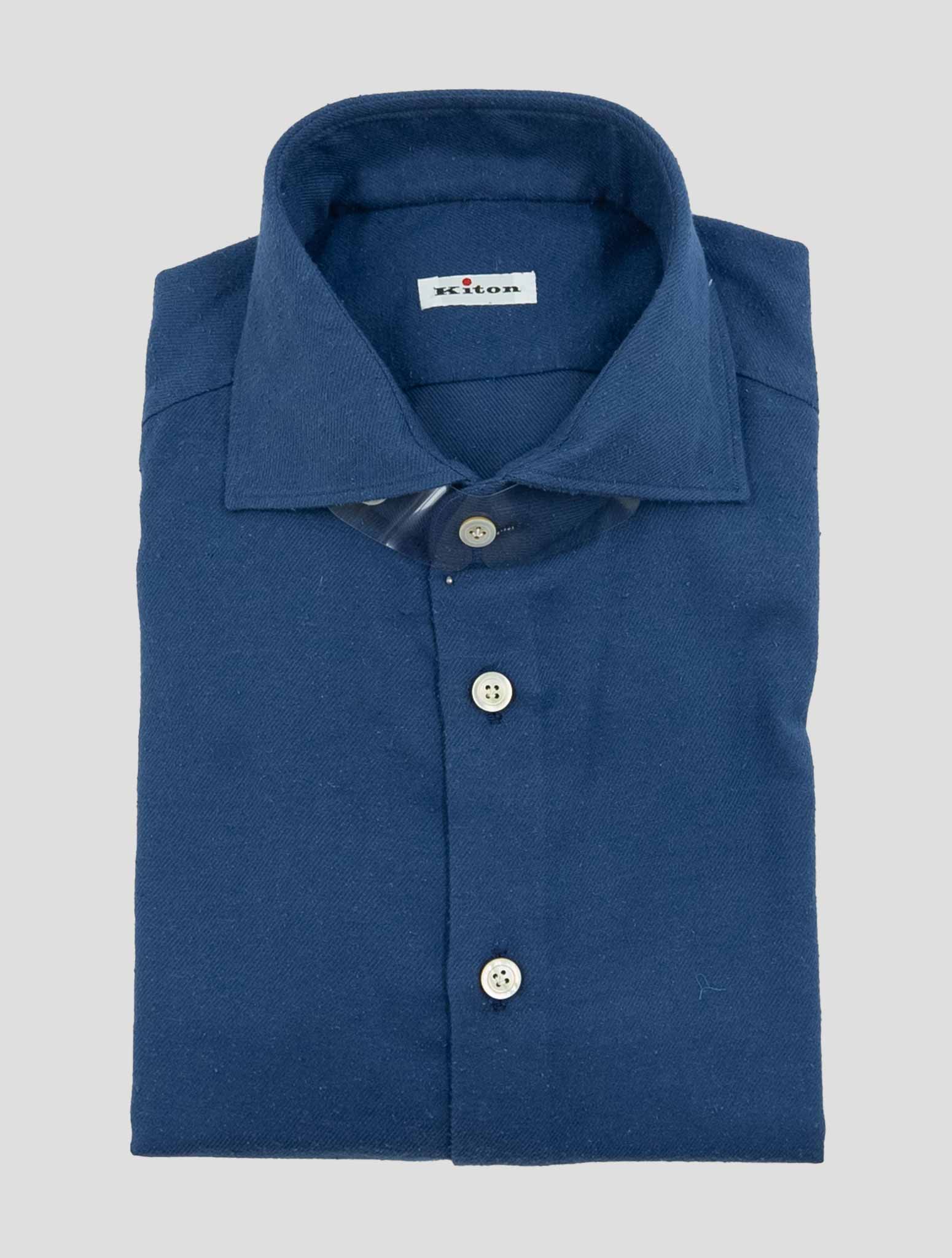 Kiton Blue Cotton Silk Shirt
