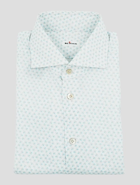 Kiton White Light Blue Cotton Shirt