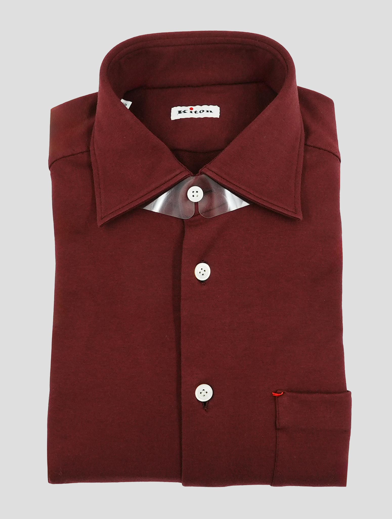 Kiton Burgundy Cotton Ea Nerano Shirt