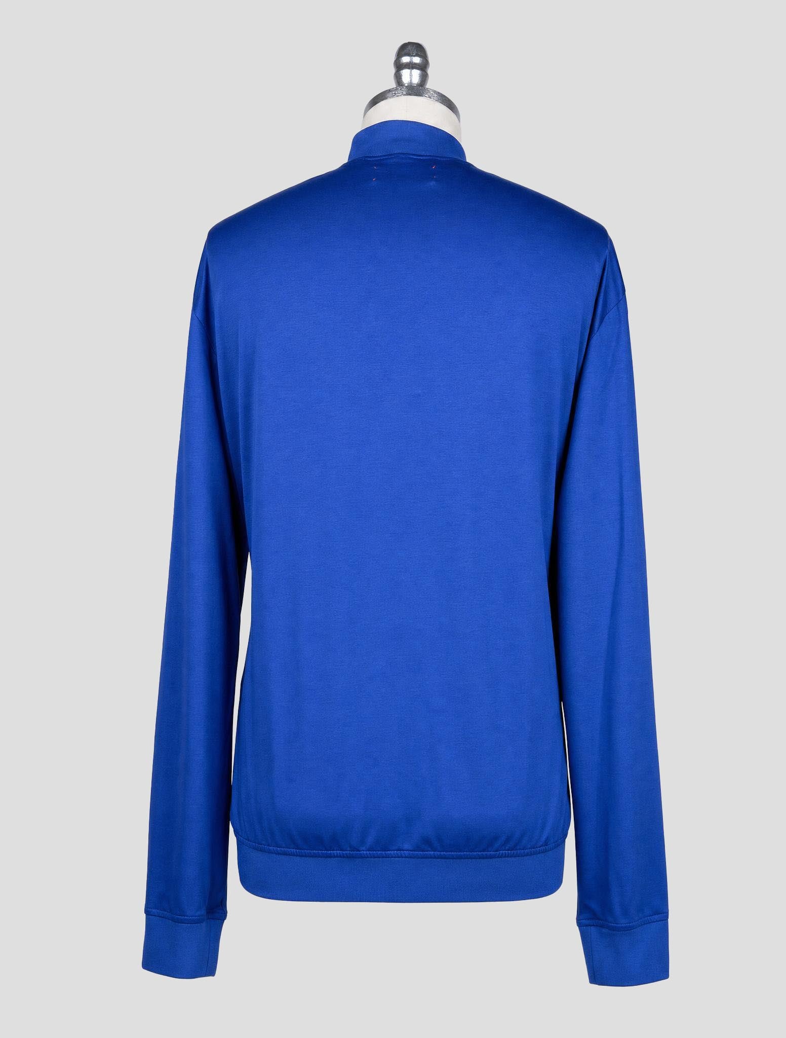 Kiton Blue Cotton Sweater Full Zip