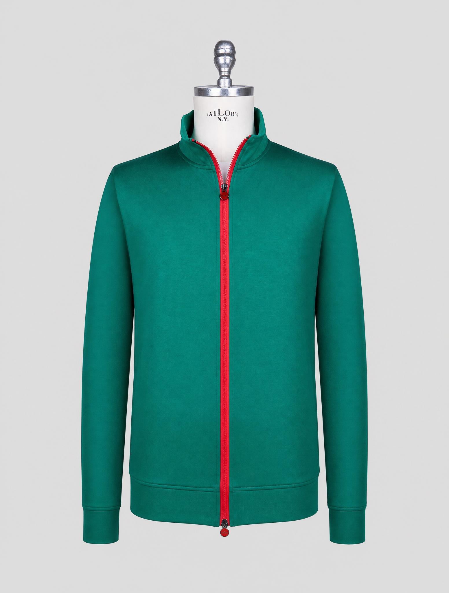 Kiton Green Cotton Sweater Full Zip