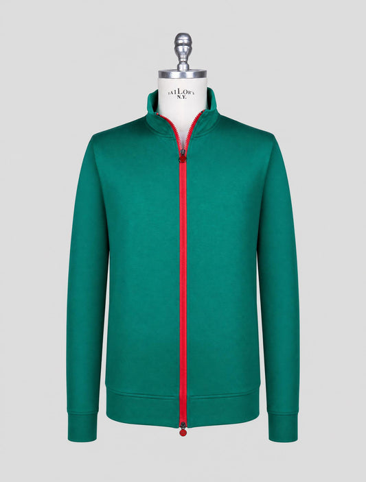 Kiton Green Cotton Sweater Full Zip