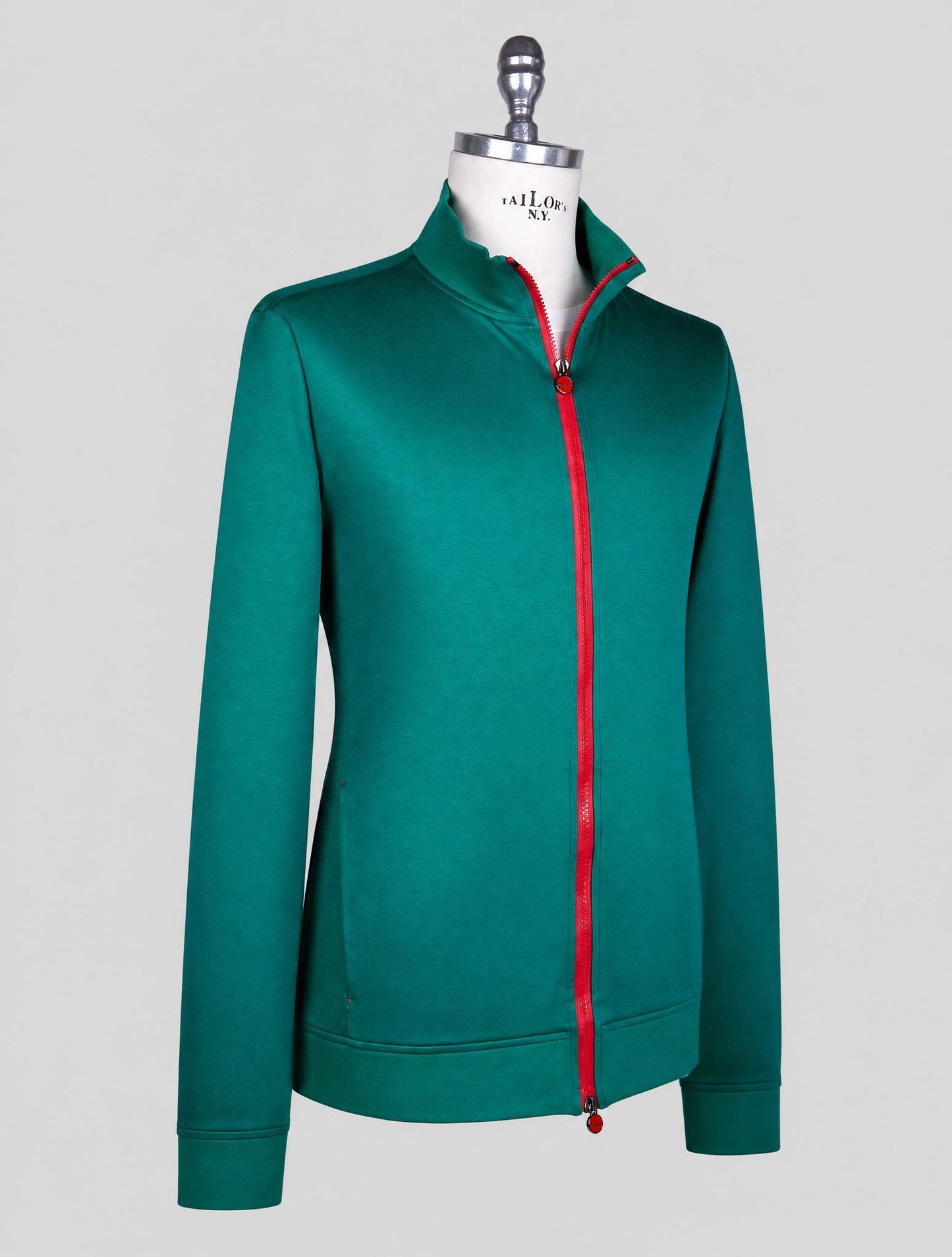 Kiton Green Cotton Sweater Full Zip