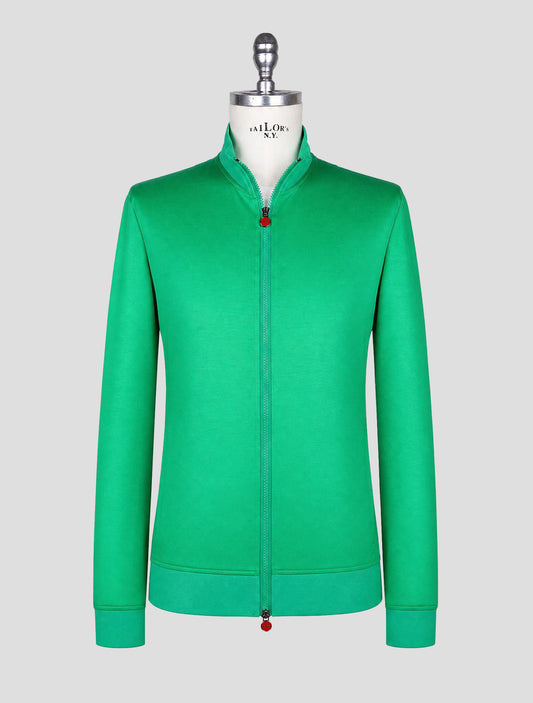 Kiton Green Cotton Sweater Full Zip