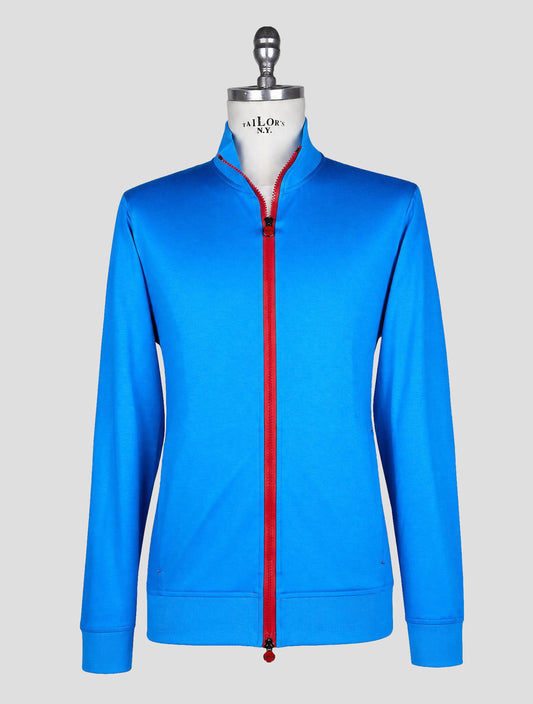 Kiton Light blue Cotton Sweater Full Zip