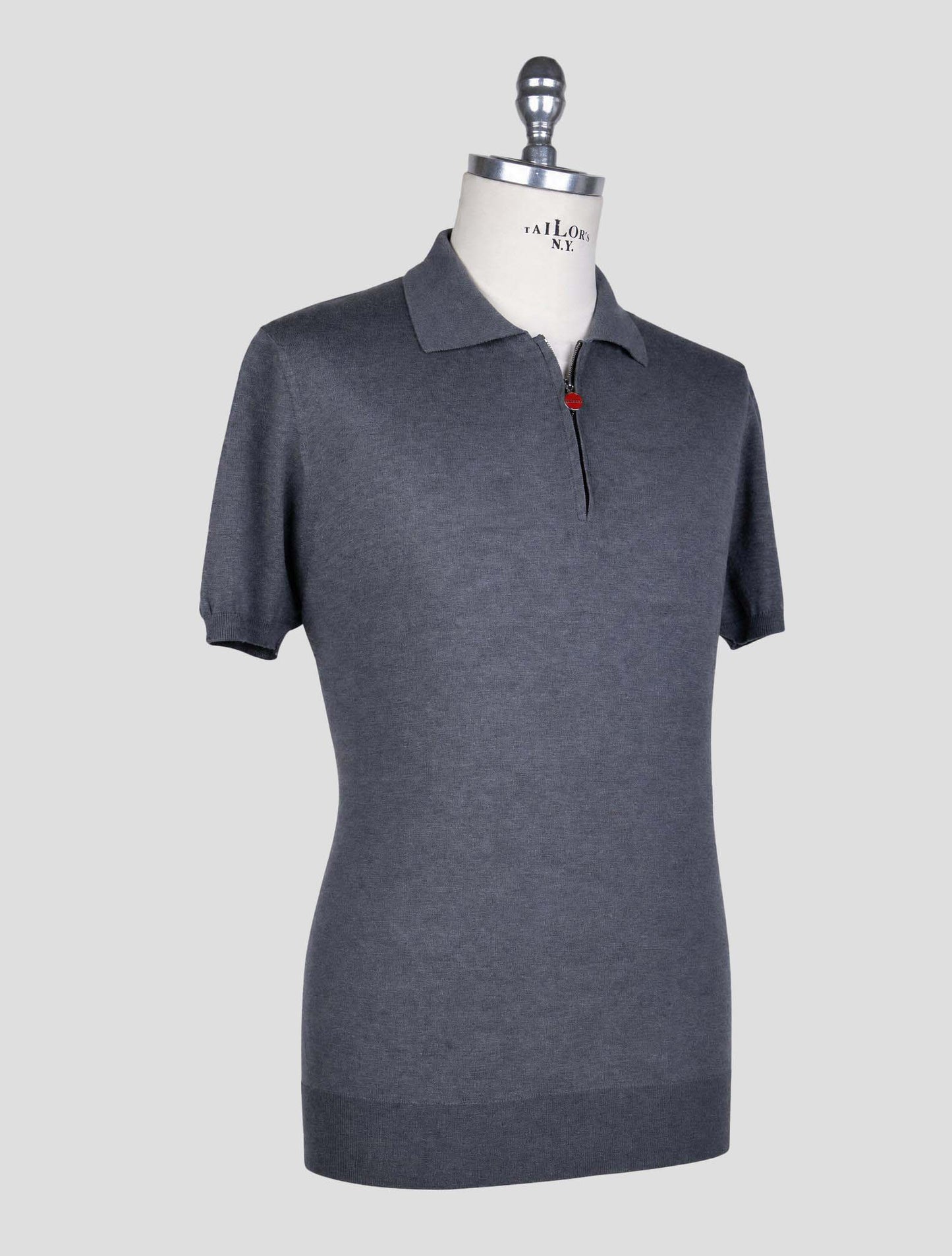 Kiton Gray Cotton Polo Half Zip
