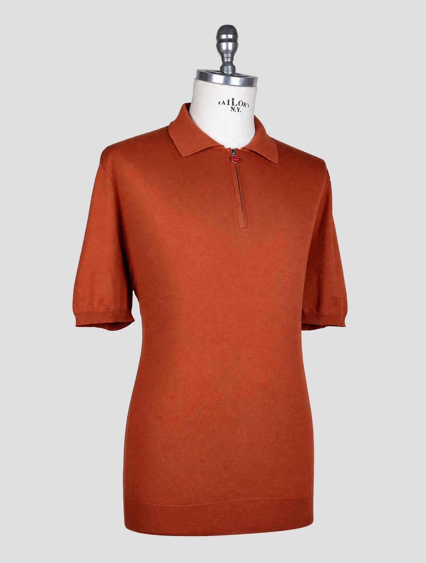 Kiton Brown Cotton Polo Half Zip