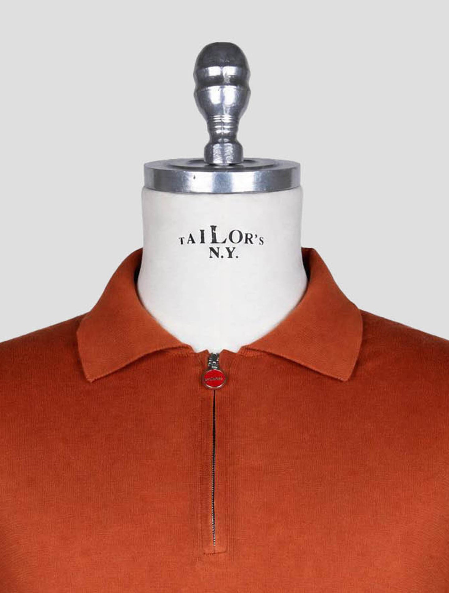 Kiton Brown Cotton Polo Half Zip