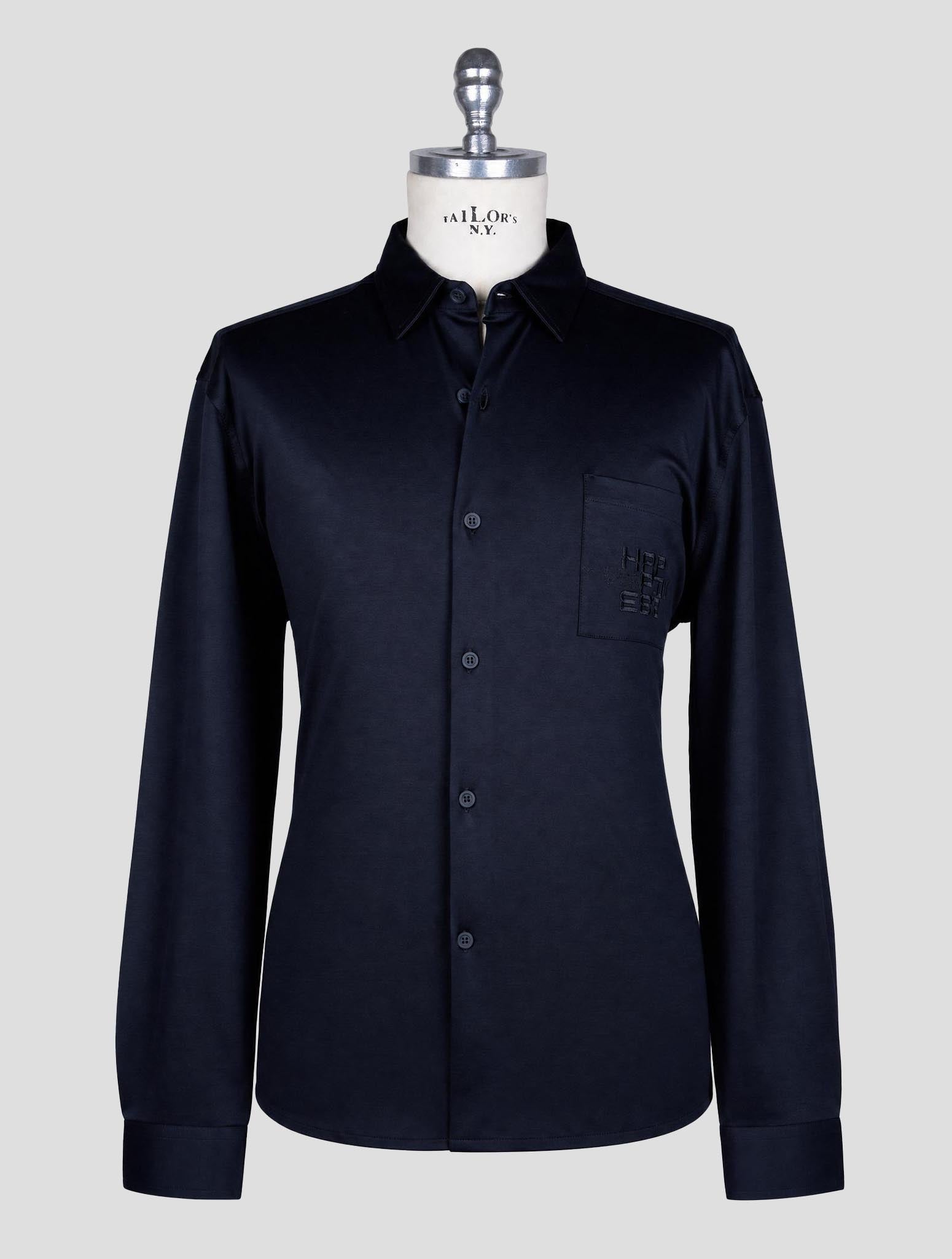 Kiton Knt Blue Cotton Shirt