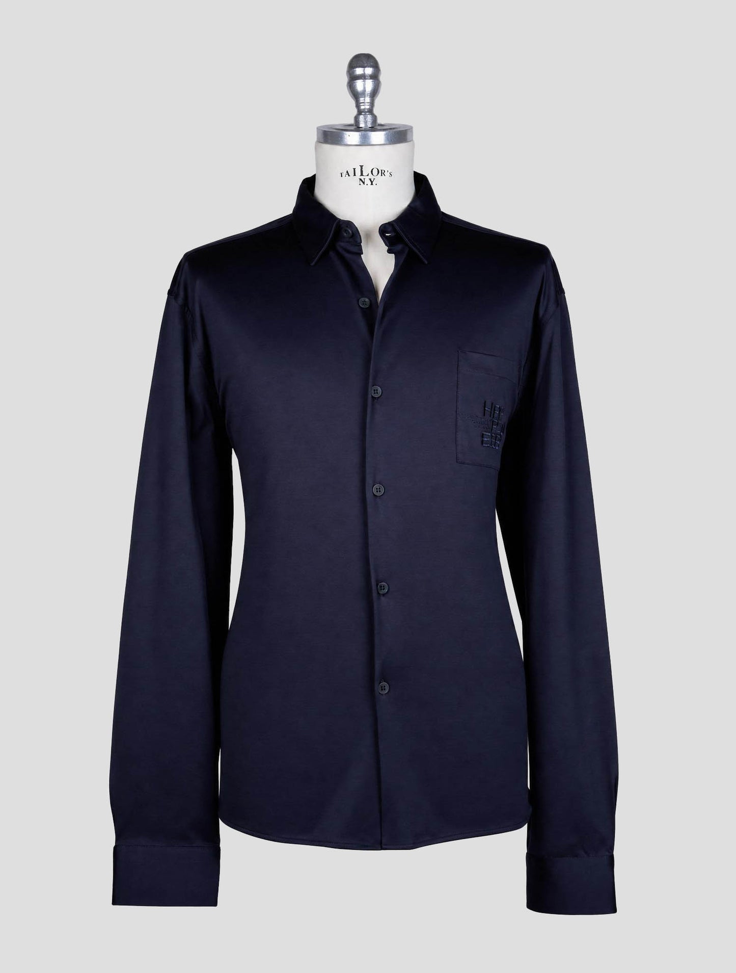 Kiton Knt Dark Blue Cotton Shirt