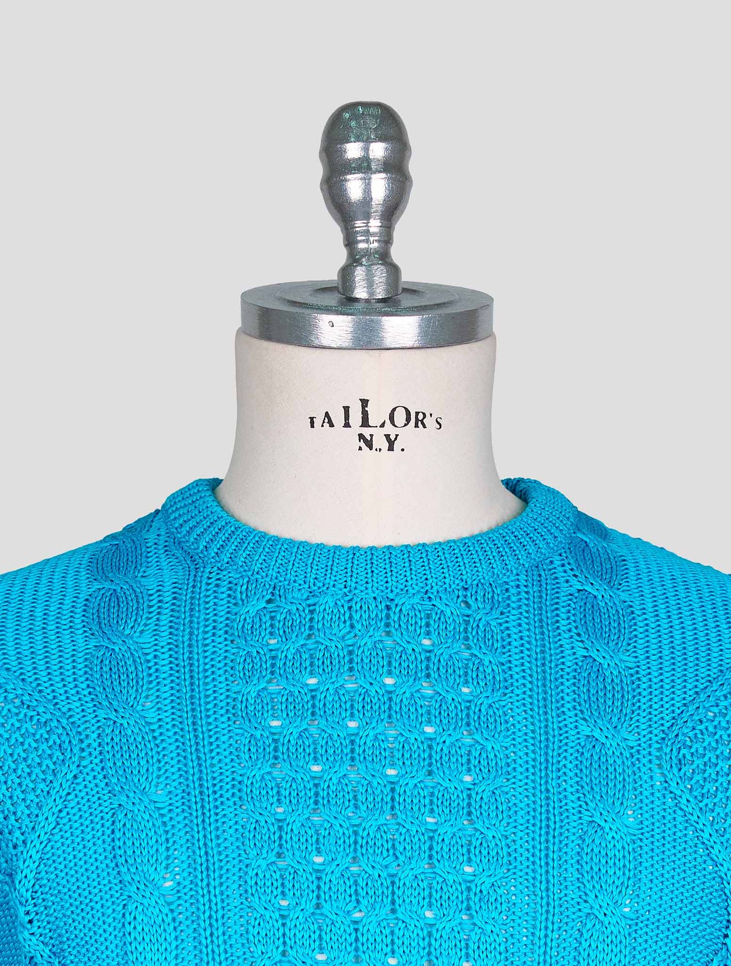 Kiton Light Blue Cotton Sweater Crewneck