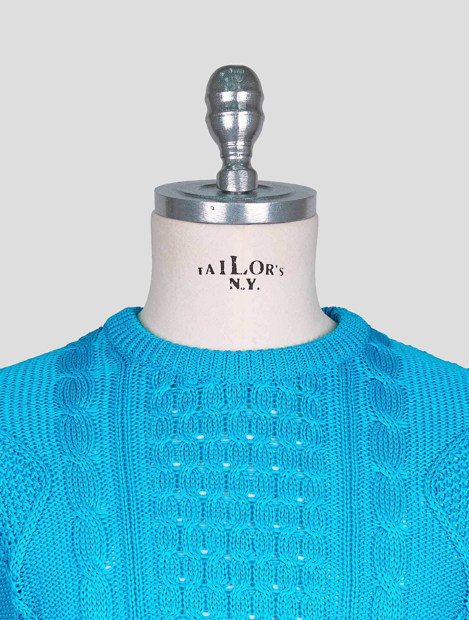 Kiton Light Blue Cotton Sweater Crewneck