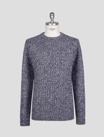 Kiton Blue White Cashmere Sweater Crewneck