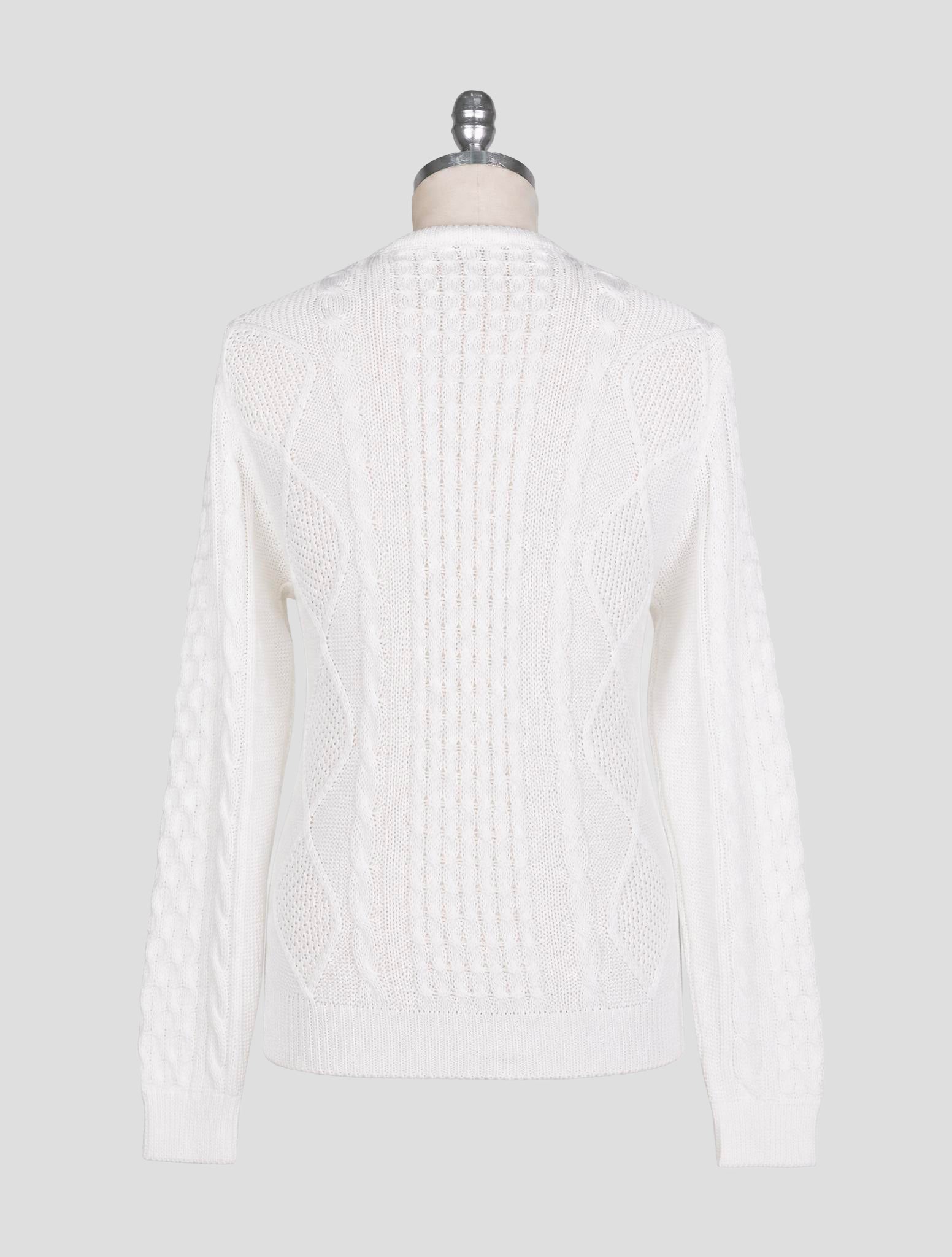 Kiton White Cotton Sweater Crewneck
