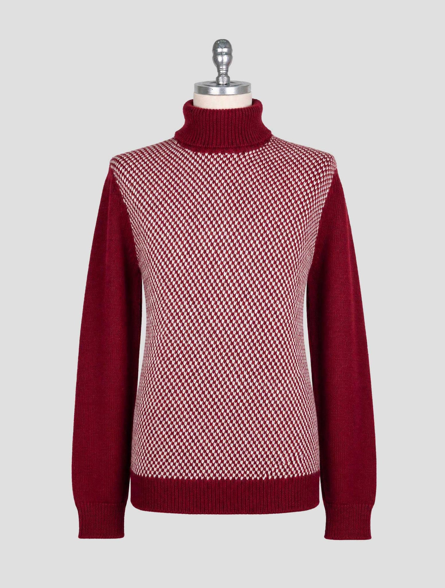 Kiton Burgundy White Cashmere Sweater Crewneck