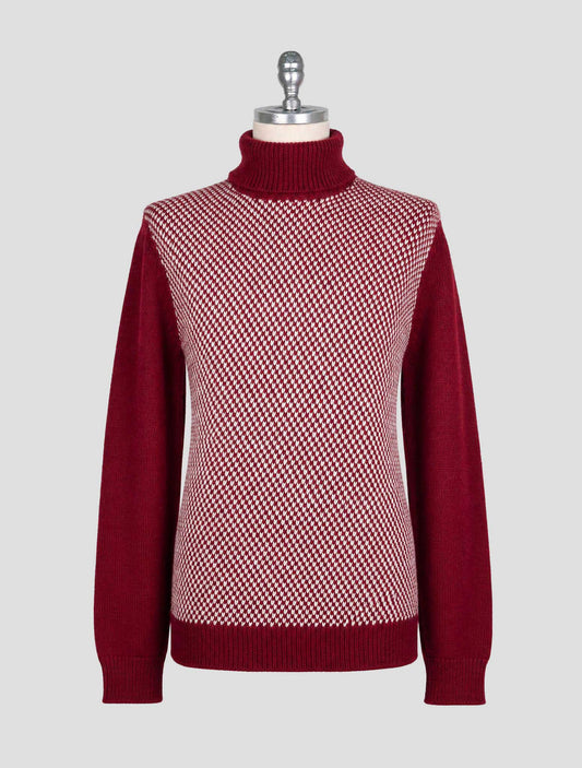 Kiton Burgundy White Cashmere Sweater Crewneck