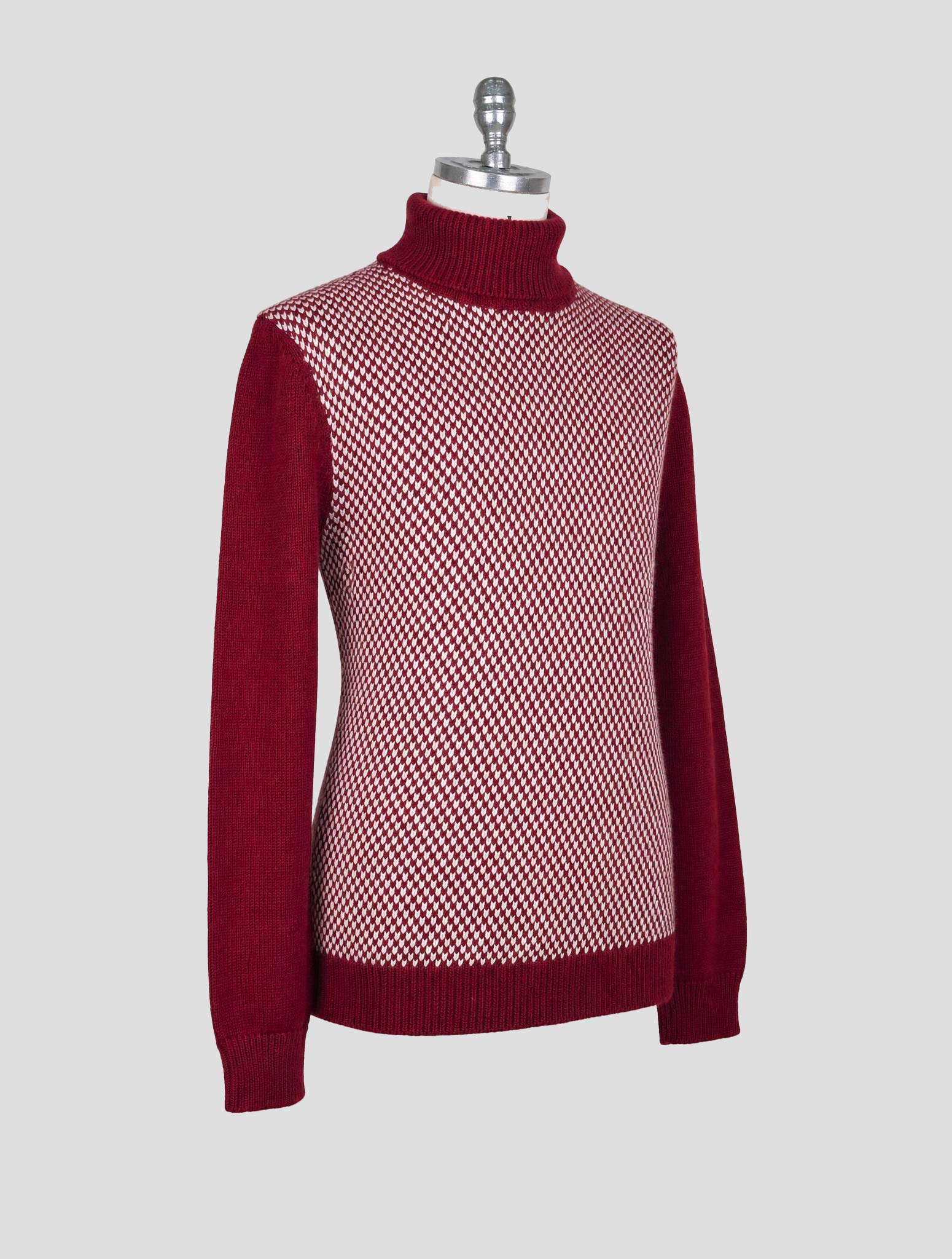 Kiton Burgundy White Cashmere Sweater Crewneck