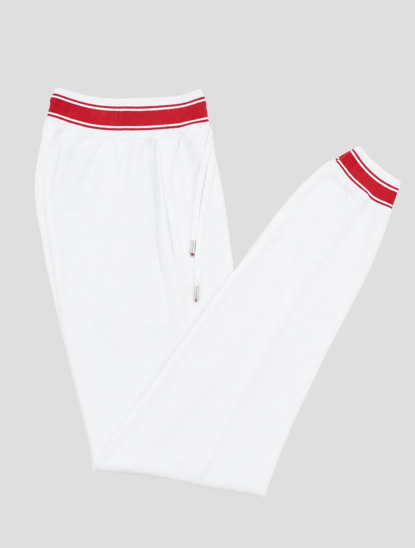 Kiton White Red Cotton Jogging Pants