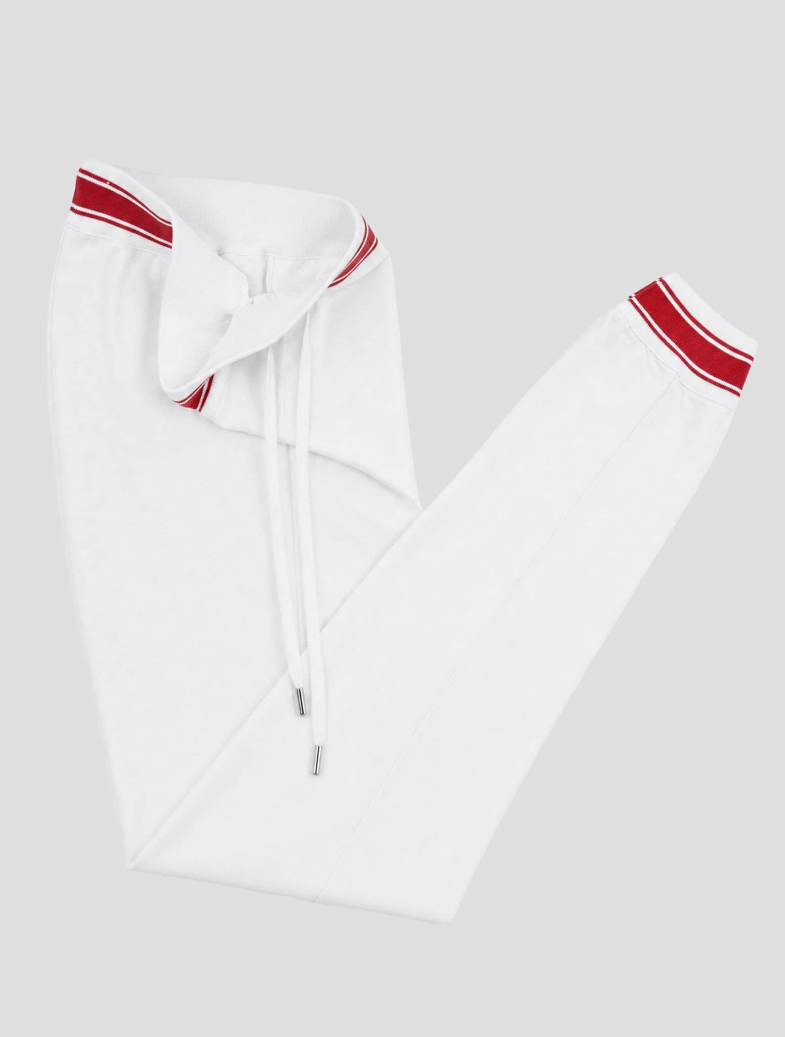 Kiton White Red Cotton Jogging Pants