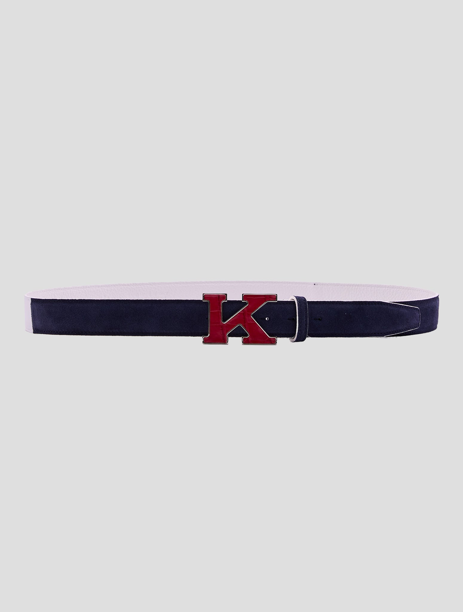 Kiton Blue Leather Leather Suede Belt