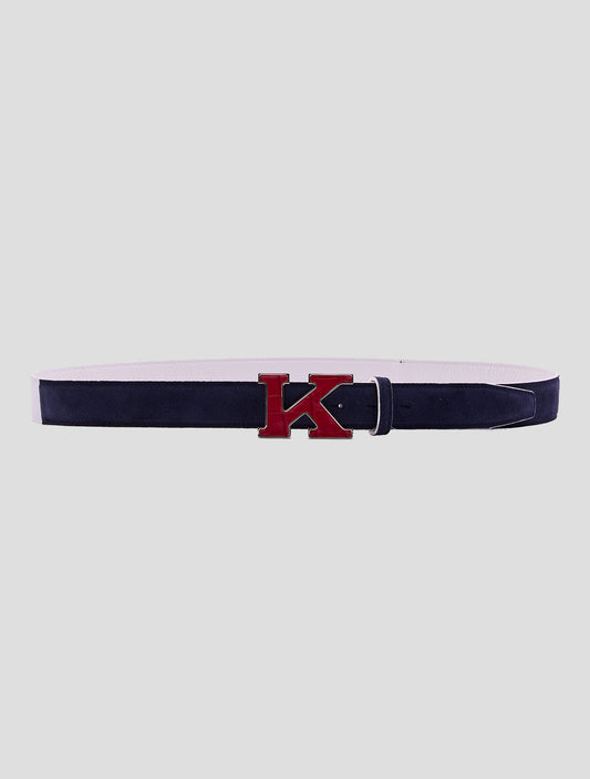 Kiton Blue Leather Leather Suede Belt