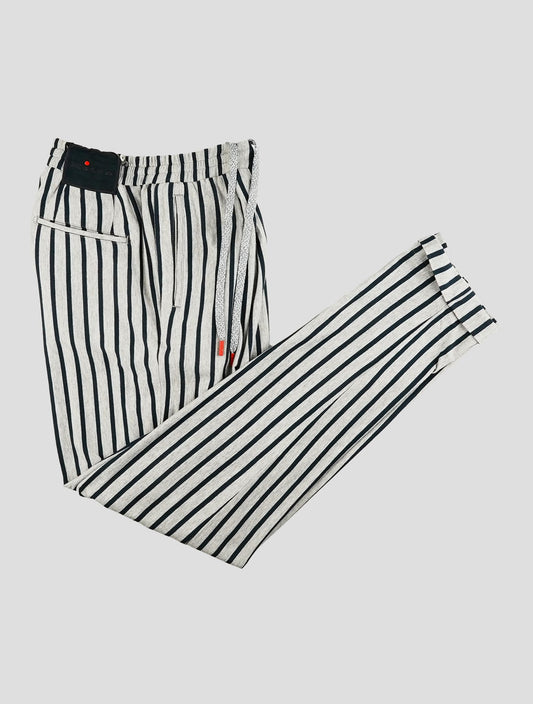 Kiton Gray Blue Cotton Viscose Pants