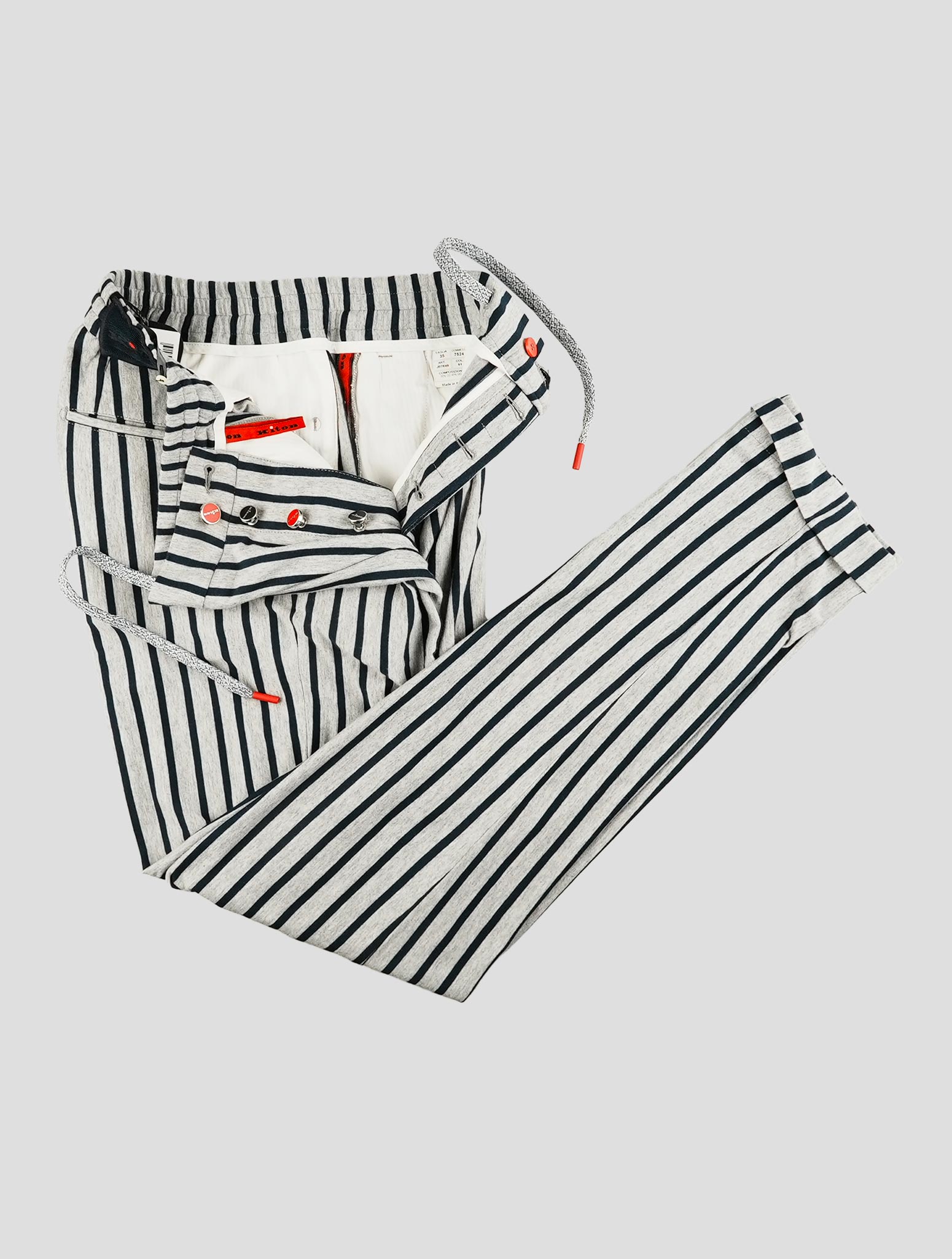 Kiton Gray Blue Cotton Viscose Pants