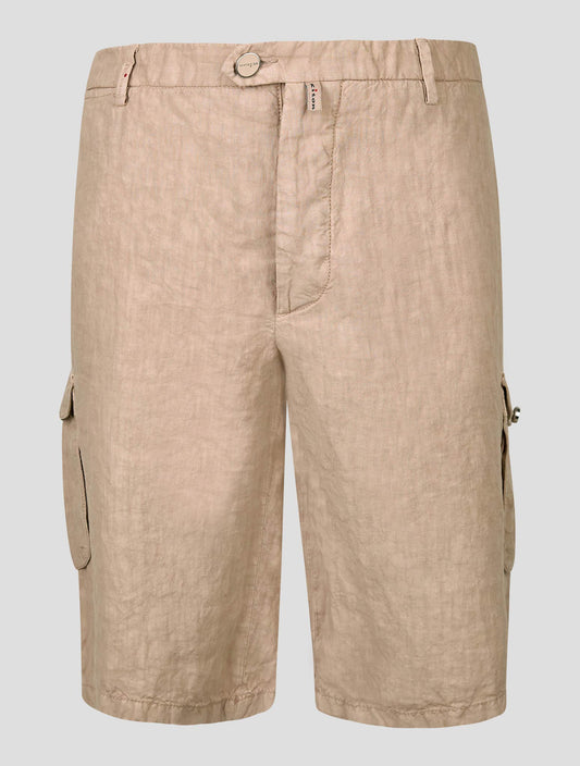 Kiton Beige Linen Cargo Short Pants