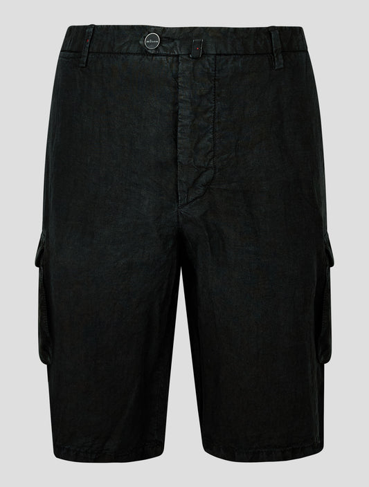 Kiton Black Linen Cargo Pants