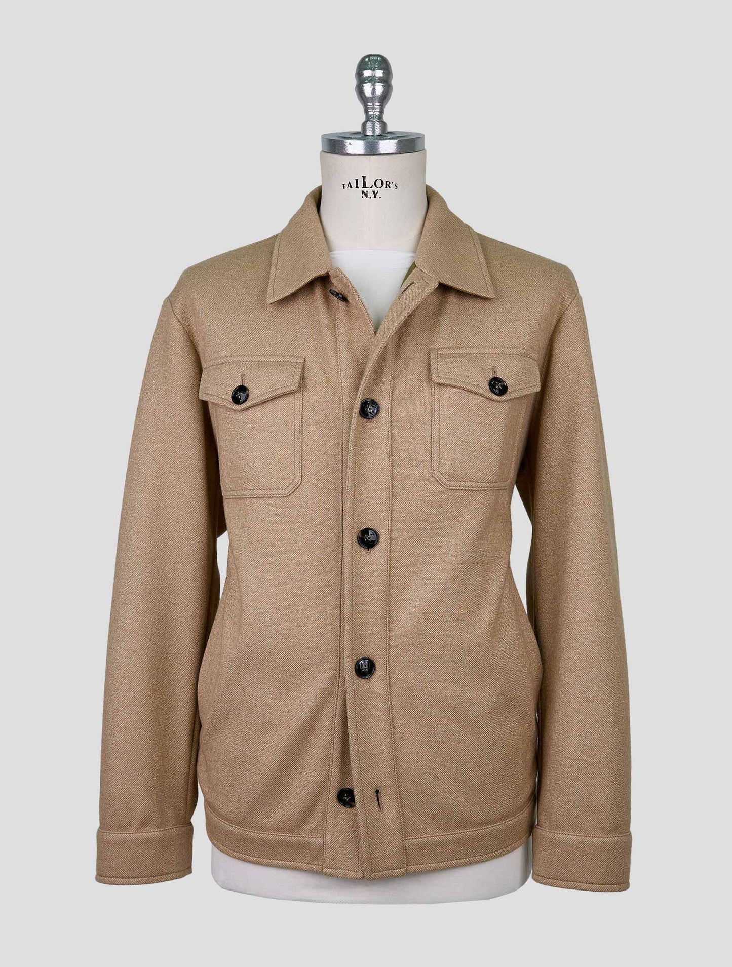 Kiton Beige Silk Cashmere Pl Coat