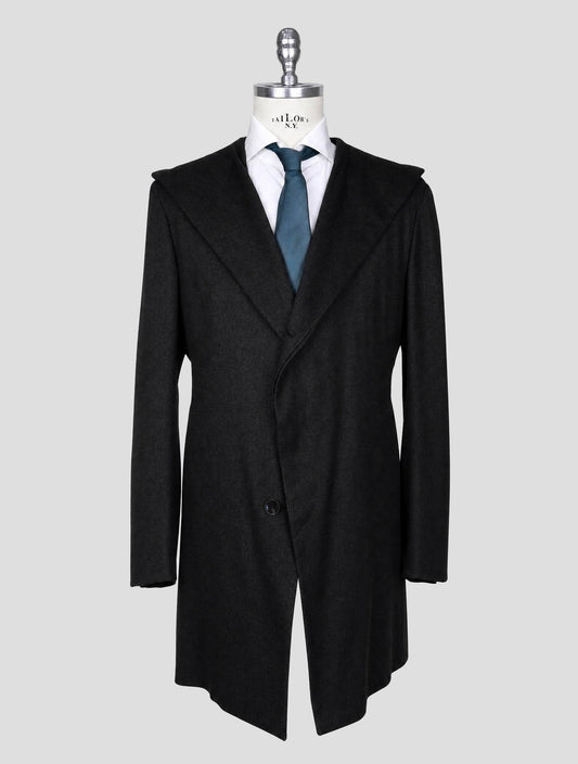 Kiton Knt Dark Gray Vicuna Perù Cashmere Silk Overcoat