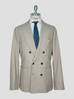 Kiton Gray Leather Deer Double Breasted Overcoat
