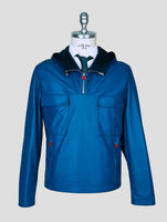 Kiton Blue Leather Coat