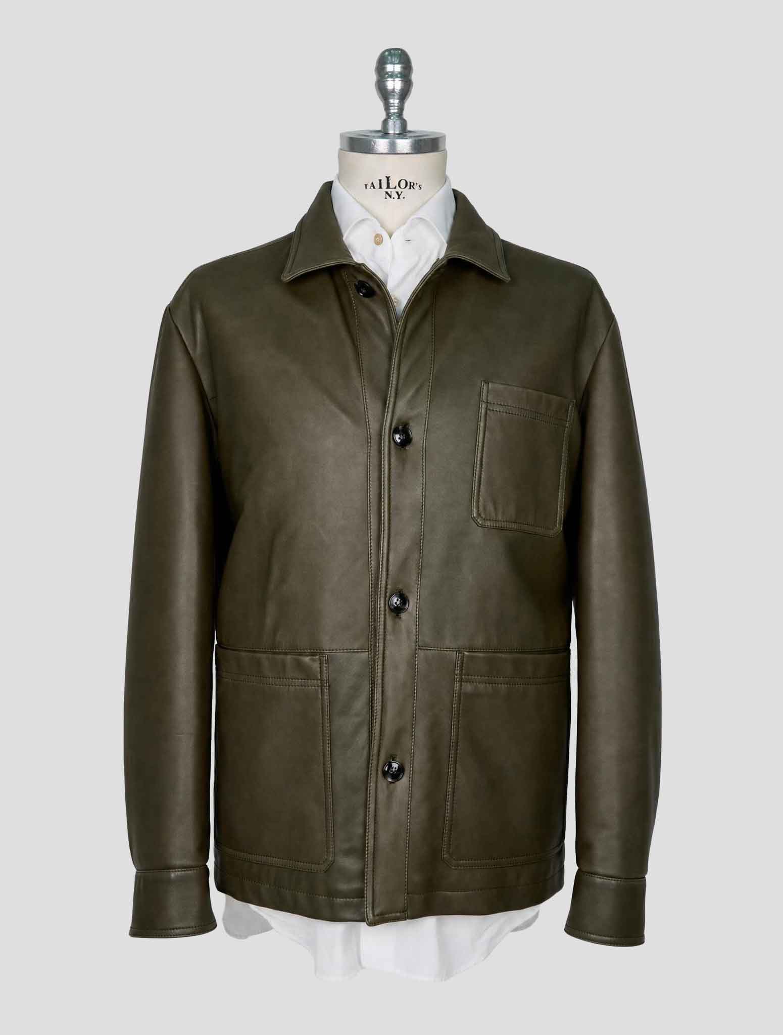 Kiton Green Leather Coat