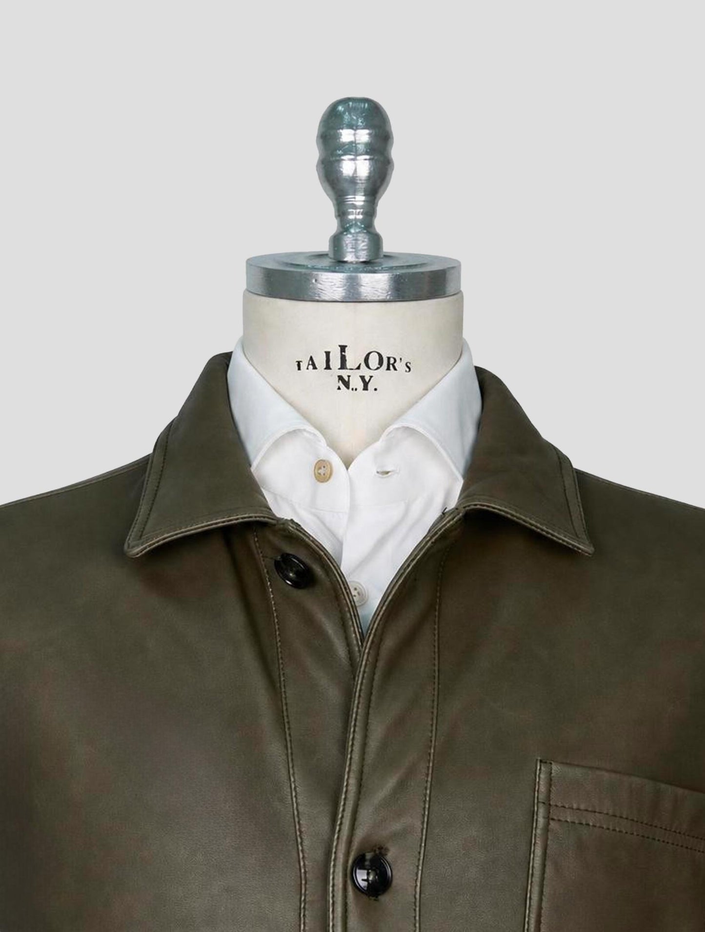 Kiton Green Leather Coat