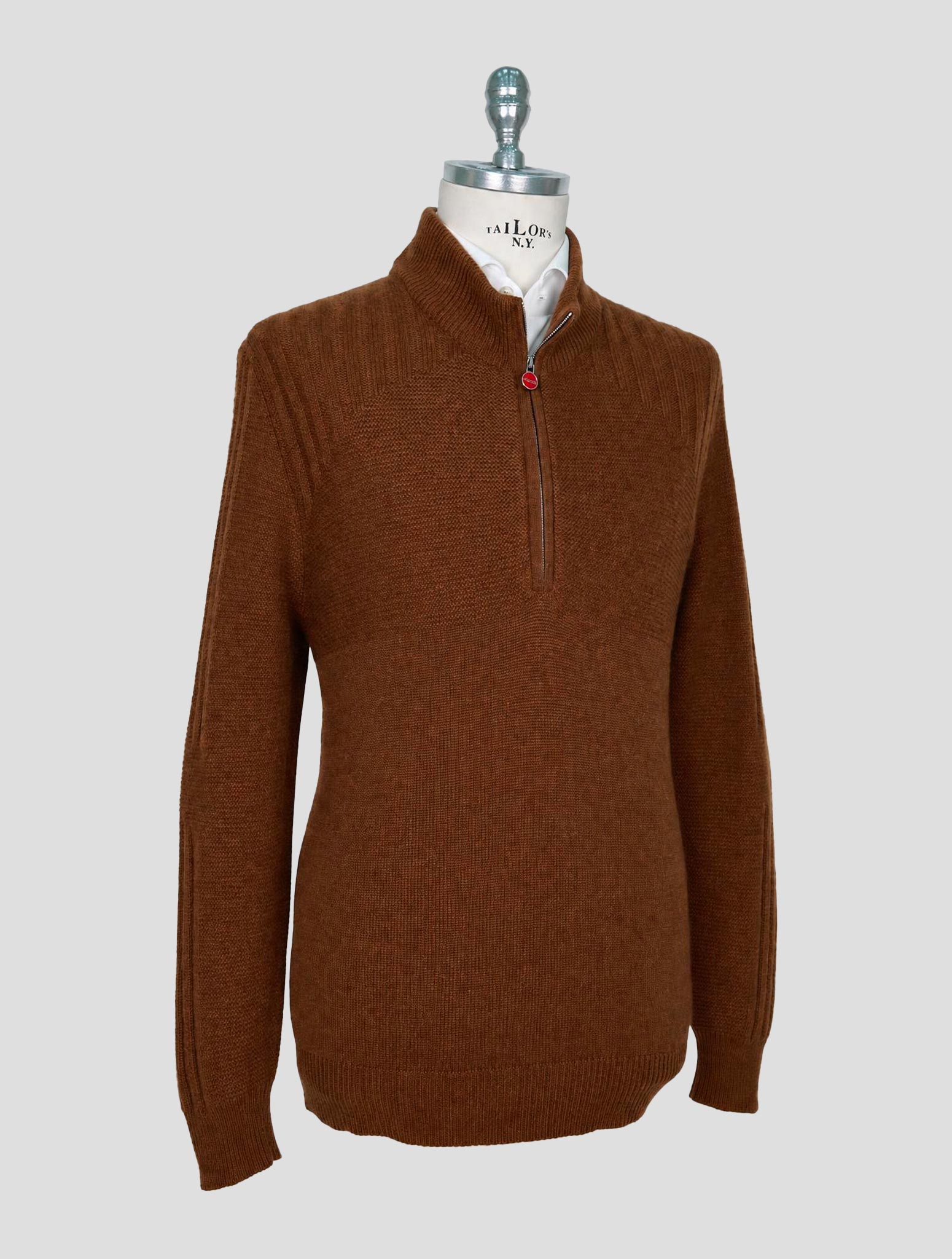 Kiton Brown Cashmere Sweater Half Zip